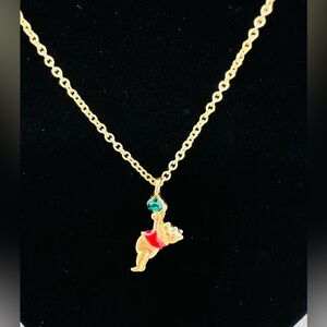 Vintage AAI Disney Winnie The Pooh Gold Plated Necklace Pendant
